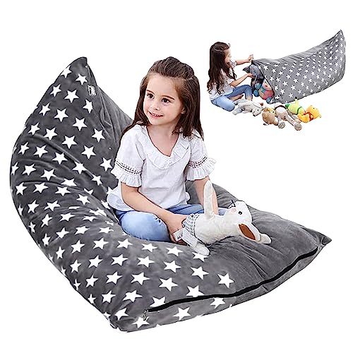 Catime Sitzsack-Stuhlbezug, Extra Großer Spielzeug Stofftier Aufbewahrung Organizer Sitzsack Stühle Sofa-Sitz, für Kinder Jugendliche und Erwachsene, nur Bezug (B)