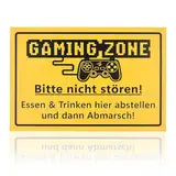 FunX Gaming Zone Schild - Wandschild Zocken als Geschenkidee und Zimmer Deko für Gamer, Teenager oder Erwachsene - 30 x 20 cm