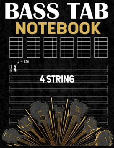 Bass Tab Notebook: 4 String Bassist Tablature & Blank Chord Boxes