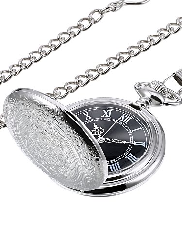 Hicarer Herren Analog Quarz Taschenuhr (Silber)