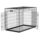 zoomundo XL Hundekäfig Transportkäfig Transportbox Tierkäfig Drahtkäfig Faltbarer Käfig aus Metall mit herausnehmbarer Kunststoffwanne - Black Edition