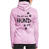 Spreadshirt Die Mit Dem Hund Geht Hundemama Gassi Hundebesitzerin Spruch Frauen Kapuzen-Fleecejacke, L, Lila meliert