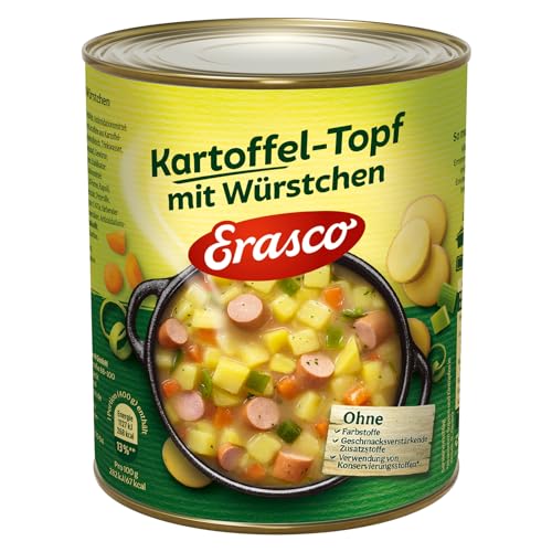 Erasco Kartoffeltopf mit Würstchen (1 x 800g), In rund 5 Minuten fertig – Mit Kartoffeln und Möhren - Einfach lecker