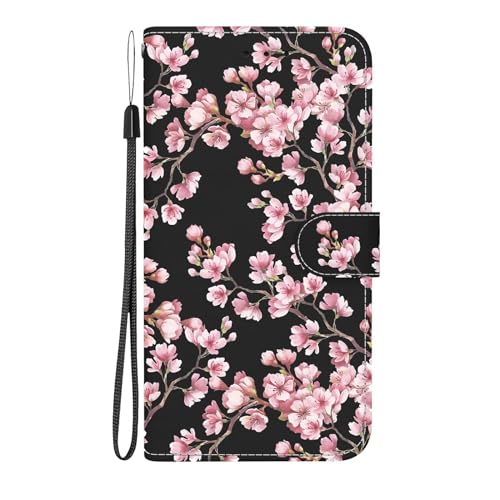 Tivenfezk Nadoli Handyhülle PU Leder für Oppo A79 5G,Bunt Bemalt Pflaumenblüte Kartenfach Magnet Ständer Schutzhülle Brieftasche Schlüsselband Cover