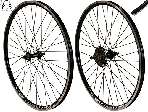Redondo 26 Zoll Laufrad Set Hinterrad Vorderrad 26" V-Profil Hohlkammer Felge Schwarz + 6-Fach Kranz