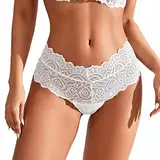 SRZYMJ Unterwäsche Frauen Baumwolle Mit Spitze Unterhosen Set Tangas Spitze Strings Damen Mit Breitem Bund Panties Baumwolle Slips Spitze Sexy Hipsters String Für Damen Bikinis Große Größen