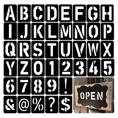 42 Stück Buchstaben Schablone Set, 10 cm Buchstaben Schablone Kunststoff, Wiederverwendbar Zahlen Schablonen, Waschbar Zahlen Zeichen Schablonen, für Kunstzeichnungen Basteln DIY-Schreiben