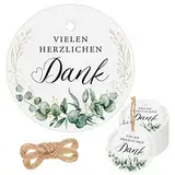 100 Stück Vielen Herzlichen Dank Geschenkanhänger 5 cm Dankeschön Etiketten Anhänger mit Blatt Mustern Runde Papieranhänger mit Schnur für Hochzeit Baby Shower Geburtstag Geschenkverpackung