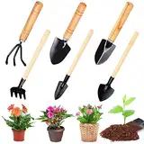 Gartenwerkzeug Set,6-teiliges Gartenschaufel Klein Gartengeräte Set,Mini Gartenwerkzeugen Schaufe für Gartenutensilien wie Blumen Pflanzen, Umpflanzen und Erde Auflockern