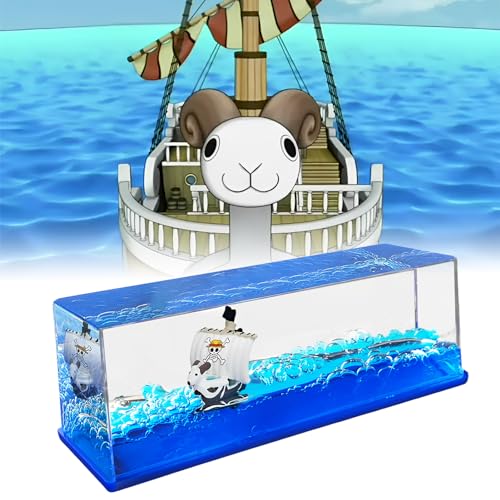 Ycaaeo Kreuzfahrtschiff One Piece Fluid Drift Flasche “Going Merry” Ship Fluid Drift Bottle,Unsinkable Boot In Einer Box Pirate Ship Decoration EIN Schiff für Haus-Auto Vitrinen Tischdekoration