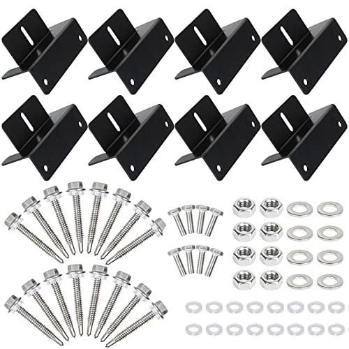 ASelected 8 Stück Solarmodul Halterung mit Muttern/Schrauben, Solarpanel Montagehalterung für Wohnmobil, Boot, Caravan, Z-halterung für Solarmodul Schwarz