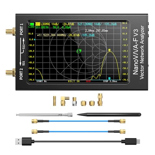 Seesii NanoVNA-F V3 Antennenanalysator, Aufgerüsteter Vektor-Netzwerk-Analysator 1MHz-6GHz 4,3 Zoll HF VHF UHF VNA Für S-Parameter Spannung SWR Phase Delay, Smith Chart