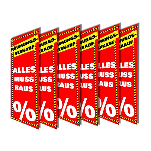 6er-Set Räumungsverkauf Plakat ALLES MUSS RAUS Sale Poster Ausverkauf Banner 42x119 cm