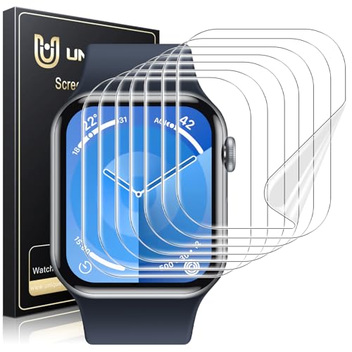 UniqueMe für Apple Watch Series 10 46mm Schutzfolie - 8 Stück, Flexible TPU, für iwatch 46mm Displayschutz, Blasenfreie, Weich HD Klar Displayfolie, Volle Abdeckung, Anti-Staub