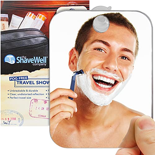 Shave Well Antibeschlag Reisespiegel – Badezimmer Make Up Spiegel und Rasierspiegel Dusche für Männer und Frauen – Abnehmbarer Saugnapf – Transportabel - Rahmenlos – Reisen Camping Fitnessstudio