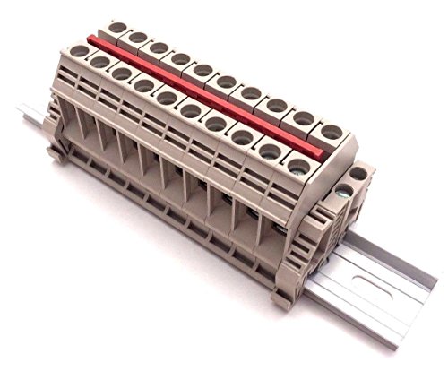 Dinkle Solar Combiner DK10N 10 Gang Box Connector DIN Rail Terminal Blocks, 6AWG, 60 Amp, 600V by Dinkle