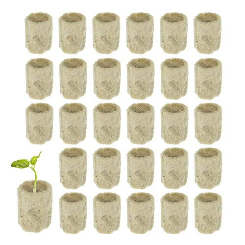 OHYER 30 Stück Rockwool Cube Steinwolle Plugs Erde Sämlingsblock Anzuchtwürfel Steinwolle Cube Hydroponic Erdlose Kultur Zylindrische Pflanzenstopfen für Stecklinge Anbau von Sämling Gemüse