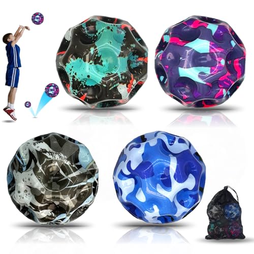 ROMANVIC Astro Jump Ball,4PCS Moon Ball Original,7cm - am Höchsten Springender Gummiball - Ballkrater Erzeugen beim Aufprall EIN knallendes Geräusch – Leicht Greifbar – Flummies Galaxy für Boys