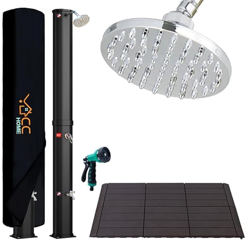 CCLIFE Solardusche 40L mit Kunststoffboden und Handbrause Solar Gartendusche Pooldusche Regendusche Außendusche Garten Brause warmes Wasser