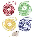 4 Pack Hamster Geschirr Einstellbare Rattenleine Halsbänder für Schweine Frettchen Maus Chinchilla Kaninchen Guinea Eichhörnchen Kleintier