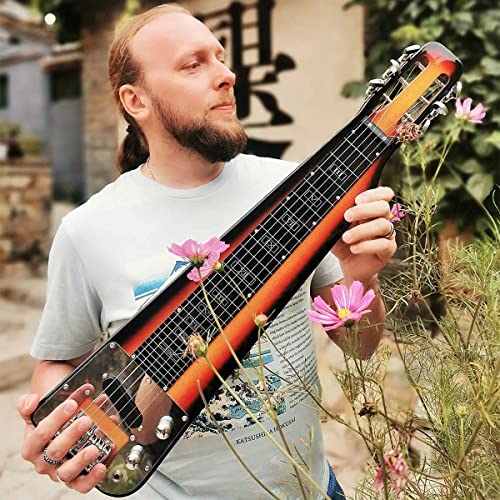 Batking Lap Steel Gitarre, elektrische Slide-Gitarre, 6-saitige geschlitzte Kopfplatte, Guiter Sunburst