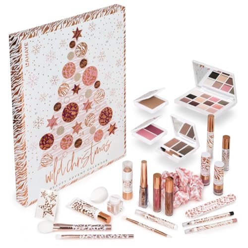 LAHAYE Beauty Adventskalender "WILD X-MAS" 2024, 24 hochwertige Makeup und Kosmetik Überraschungen für Weihnachten, Geschenkset, Weihnachtsgeschenke