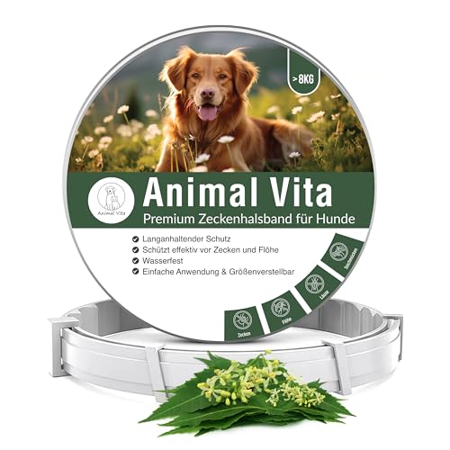 Animal Vita® Premium Zeckenhalsband für Hunde - Zuverlässiger Schutz vor Zecken [wasserdicht und größenverstellbar] bis zu 8 Monate Zeckenschutz für Hunde