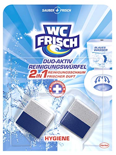 WC FRISCH Duo-Aktiv Reinigungswürfel für Wasserkästen (2 Stück), WC Reiniger bietet hygienische Sauberkeit und Kalkschutz, 2in1 Reinigungsschaum und frischer Duft