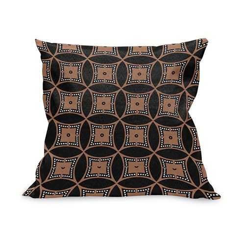 ABAKUHAUS Aboriginal Kissenbezug, Repetitive geometrisches Muster mit Vintage-Kultur, Kissenhülle mit Reißverschluss Beidseitiger Druck, 90 x 40 cm, Umbrabraun Anthrazit grau