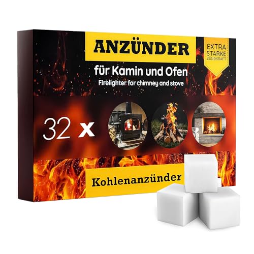 Blumixx Anzündwürfel – Grillanzünder, Kaminanzünder und Kohleanzünder – Perfektes Grill Zubehör für Kamin und Grill, Anzünder Würfel, 32 Pakete = 1536 Würfel