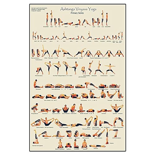 40 * 60cm Öl auf Leinwand Yoga Posen Poster,Yoga-Poster,Arbeitsposter-Set,Anleitung geführte Routine,Yoga-Posen-Poster,Common Yoga Poses and Their Names,Yoga-Posendiagramm,Yoga Liebhaber Geschenk