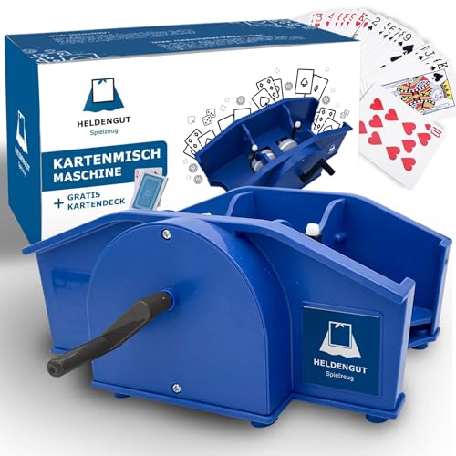 HELDENGUT geliebte Kartenmischmaschine Uno, Poker, Skip Bo & viele weitere Karten - Mischmaschine für die perfekte Mischpause - Kartenmischer manuell für Kinder, Erwachsene & Großeltern