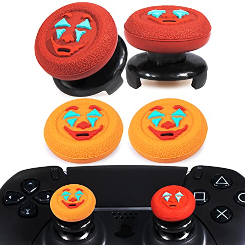 Playrealm FPS Thumbstick Extender &Textur Gummi Silikon Griffabdeckung Thumb Grip Aufsätze 4 Sätze für PS5 Dualsenese & PS4 Controller(Joker Orange+Rot)