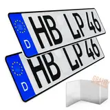 2 Stück KFZ Kennzeichen 46cm x 11cm Nummernschild 460 x 110mm Wunschkennzeichen DIN zertifiziert Autokennzeichen auch für Fahrradträger Anhänger LKW Wunschprägung amtliches Autoschild