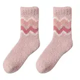 XTBFOOJ ThrombosestrüMpfe Flug Damen Wintersocken Winter Mid Tube Socken Coral Fleece verdickte warme Strümpfe Dünner Pullover Damen (F-F, One Size) Weihnachtssocken Damen