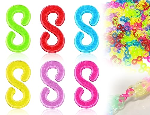 KAPSING 500 Stück S Clips Bunt Loom Bänder Zubehör, Verschlüsse Clips, Plastik Gummibänder Clips, DIY Rubber Band Schmuck Zubehör Für Armbänder Häkelnadeln