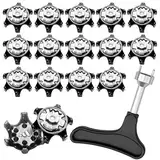 Bootoow Golf Schuh Spikes 16 Golf Spikes Stollen mit 1 Handheld Golfschuh Spike-Schlüssel Ersatz für Golfschuhspikes (schwarz)