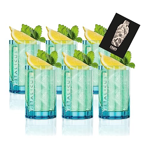 Italicus 6er Set Bergamotte Likör Relief Gläser 6X Glas Blau