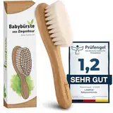 lampox Babyhaarbürste extra weich, Baby Erstausstattung Neugeborene mit weichen Ziegenhaaren, Milchschorf, Baby Haarbürste, Baby Pflegeset, Baby Geschenk, Kopfhautpflege, Kleinkinder, Babyzubehör