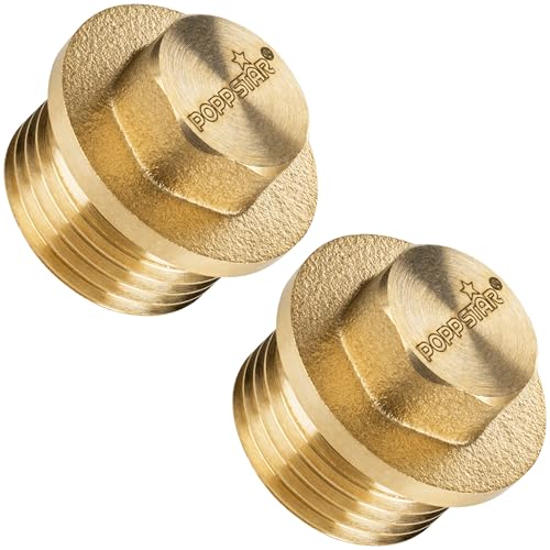 Poppstar 2x Messing Stopfen 3/8 Zoll Außengewinde (BSP G 3/8" (16,7mm), bis 50bar, 12mm Sechskant)