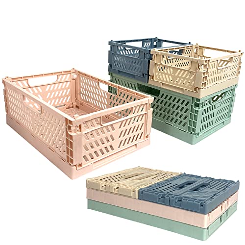 Klappbox Klein Klappkisten Klappkorb Enthalten 2stk Großer Aufbewahrungskiste 30 x 20 x 11.5cm und 2stk Mini Aufbewahrungsbox Kunststoff Stabil Platzsparend für Regal Büro Schlafzimmer