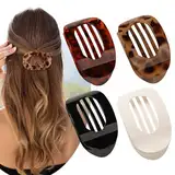4 Stück Flache Haarklammern für Damen, Starker Halt Flat Claw Clip Rutschfest Haarspangen Damen für Dickes & Dünnes Haar, Französische Haarspange für Alltag, Sport, Fahren, Liegen