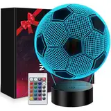 Polemera Fussball Geschenke Jungen Mädchen, Fußball Lampe für Kinder Jungs, 3D Nachtlicht mit 16 Farben ändern durch Fernbedienung, Geburtstagsgeschenk junge 6 7 8 9 10 jahre, Adventskalender Füllung