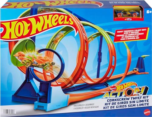 HOT WHEELS Looping-Twister Set - Trackset mit dreifachem Korkenzieher-Looping und Aufbewahrungsbox, inklusive 1 Spielzeugauto, für Kinder ab 6 Jahren, HMX41
