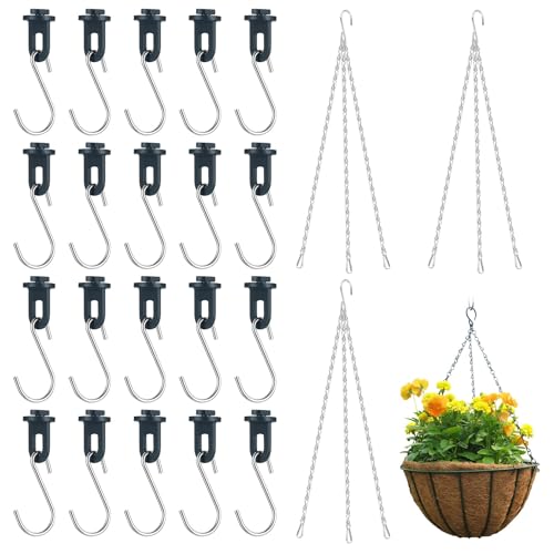 43 STK Gewächshausclips Set: 20 Stabile Pflanzenhalter Aufhängevorrichtungen für Gewächshaus Clips + 20 S Haken, Kunststoff Ösen Rankhilfe Clips für Ihr Paradies Gewächshaus, mit 3 Hängeketten