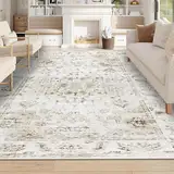 Homcomodar Teppich Beige 200x290cm Teppich Wohnzimmer Waschbarer Teppiche Schlafzimmer Boho Teppiche Kurzflor für Schlafzimmer Wohnzimmer
