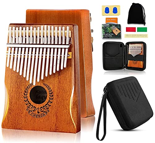 Kalimba 17 Schlüssel Daumenklavier - Tragbares Mbira Sanza Finger Piano Professionelles Musikinstrument Marimbaphone mit Schutzhülle, Lernanleitung, Stimmhammer für Kinder Erwachsene Anfänger