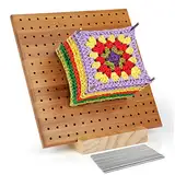 Coopay Sperrbrett für Granny Square, Bambus Blockierbretter und 20 Edelstahl Stabstiften, Tolles Tool um Kleine Strick oder Häkel Teile zu Spannen, Strick- und Häkelprojekte Wooden Blocking Board