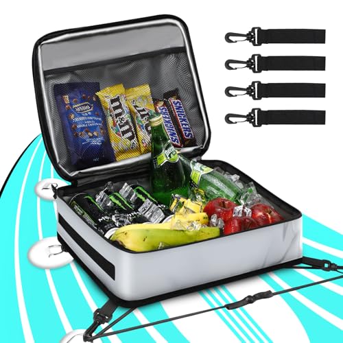 Paddle Board Kühltasche, wasserdichte Surf Sup Deck Kühltasche, isoliert, auslaufsicher, 10 Dosen, Sup Paddle Board Zubehörtasche für Stand Up Paddleboard und Kajak (grau)