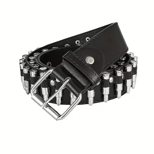 Unisex Punk Bullets Belt PU Leather Belt Adjustable Body Decoration Belt Gothic Rock Wild Holiday Costume Accessories Gifts, einfarbig, 115 cm